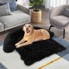 Black Plush Calming Dog Couch Bed with Anti-Slip Bottom - L