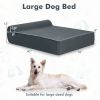 Orthopedic Dog Bed with Headrest and Removable Washable Cover - Gray