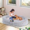 Washable Fluffy Human Dog Bed with Soft Blanket and Plump Pillow  - Gray