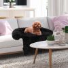 Black Plush Calming Dog Couch Bed with Anti-Slip Bottom - S