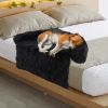 Black Plush Calming Dog Couch Bed with Anti-Slip Bottom - M