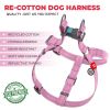 Pink Re Cotton Dog Harness Eco Friendly Small Size 17-22 inch Dog Harness for Small Medium Dogs Reflective Dog Harness with Adjustable Size - Waudog