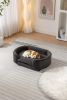 Scandinavian style Elevated Dog Bed Pet Sofa With Solid Wood legs and Black Bent Wood Back, Cashmere Cushion,Mid Size - as Pic