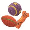 Squeaky Football Branch, Fetch and Play - Latex Rubber Dog Toy Balls, Play Chew Fetch Interactive Ball Puppies - orange