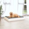 Dog Bed White 28.1"x21.3"x3.5" Solid Wood Pine - White