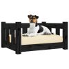 Dog Bed Black 21.9"x17.9"x11" Solid Wood Pine - Black