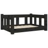 Dog Bed Black 25.8"x19.9"x11" Solid Wood Pine - Black