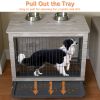 38 Inch Heavy-Duty Gray Dog Crate Furniture - as picture