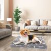 Dog Bed Mat Comfortable Flannel Dog Crate Pad Reversible Cushion Carpet Machine Washable Pet Bed Liner with Bone Patterns  - L