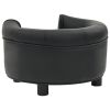 Dog Sofa Black 18.9"x18.9"x12.6" Plush and Faux Leather - Black