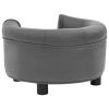 Dog Sofa Gray 18.9"x18.9"x12.6" Plush and Faux Leather - Grey