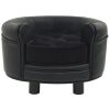 Dog Sofa Black 18.9"x18.9"x12.6" Plush and Faux Leather - Black