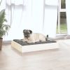 Dog Bed White 24.2"x19.3"x3.5" Solid Wood Pine - White