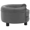 Dog Sofa Gray 18.9"x18.9"x12.6" Plush and Faux Leather - Grey