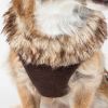 Pet Life Luxe 'Furracious' 2-In-1 Mesh Reversed Adjustable Dog Harness-Leash W/ Removable Fur Collar - Brown - X-Small