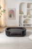 Scandinavian style Elevated Dog Bed Pet Sofa With Solid Wood legs and Black Bent Wood Back, Cashmere Cushion,Large Size - as Pic