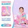 Glow in The Dark Blanket Pink Flannel Fleece Blankets for Girls Two Sided Unicorn Kids Blanket 6 Hours Glow in The Dark Blankets 50x60 Inches - Pureva