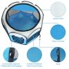 Portable Foldable Pet Playpen Exercise Pen Kennel Removable Zipper Top and Bottom Water Resistant Indoor Outdoor Use For Dogs Cats Other Pets - Blue